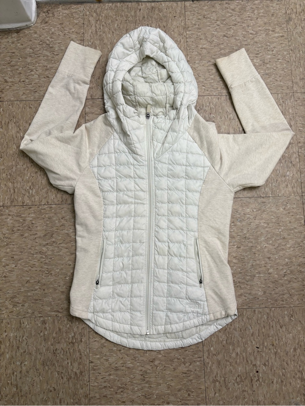 The North Face Jacket Womens ThermoBall Hybrid White Beige Sweatshirt *READ